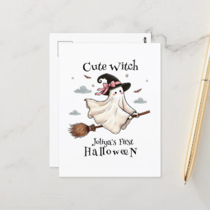 Simple and Elegant Cute witch first Halloween Postcard