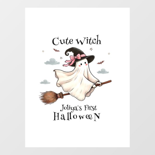 Simple and Elegant Cute witch first Halloween Window Cling (Sheet)
