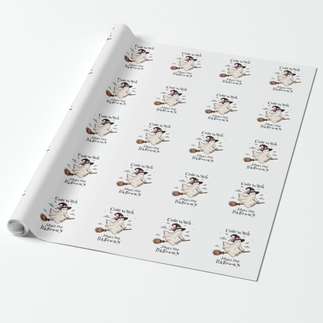 Simple and Elegant Cute witch first Halloween Wrapping Paper (Unrolled)