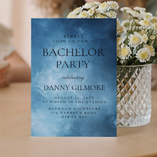 Simple and Elegant dark blue Bachelor Party  Invitation