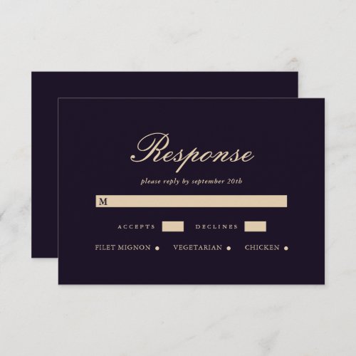 Simple and Elegant Deep Violet Wedding RSVP Card