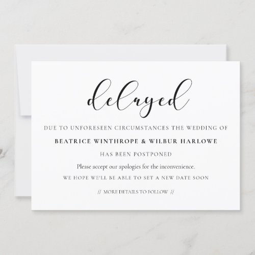 Simple and elegant delayed wedding announcement