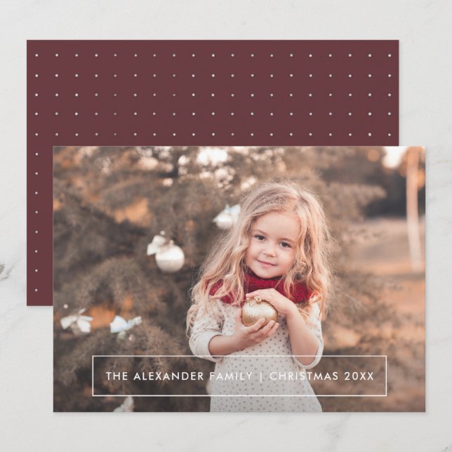Simple and Elegant Dots Christmas Photo Holiday Card (Front/Back)