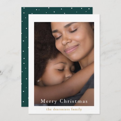 Simple and Elegant Dots Green Photo Holiday Card