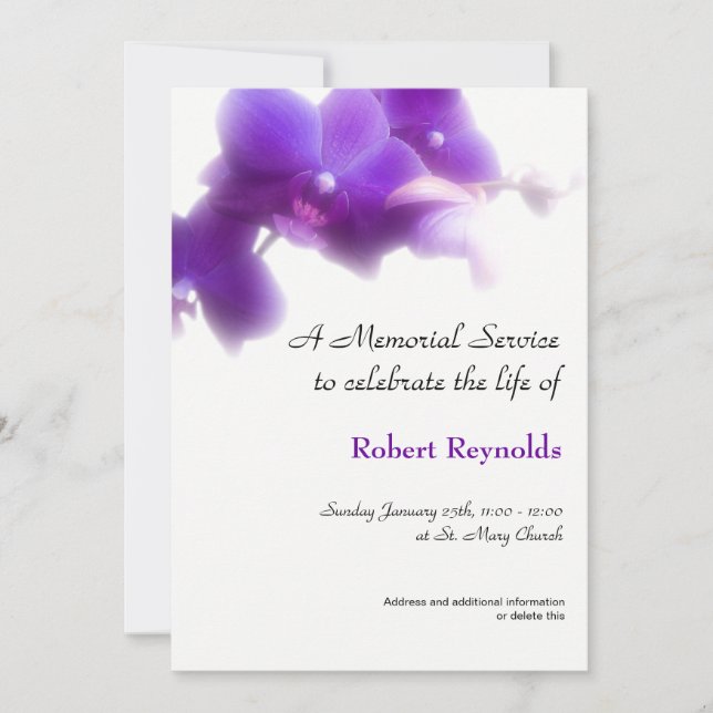 Simple and Elegant Floral Memorial Service Invitation (Front)