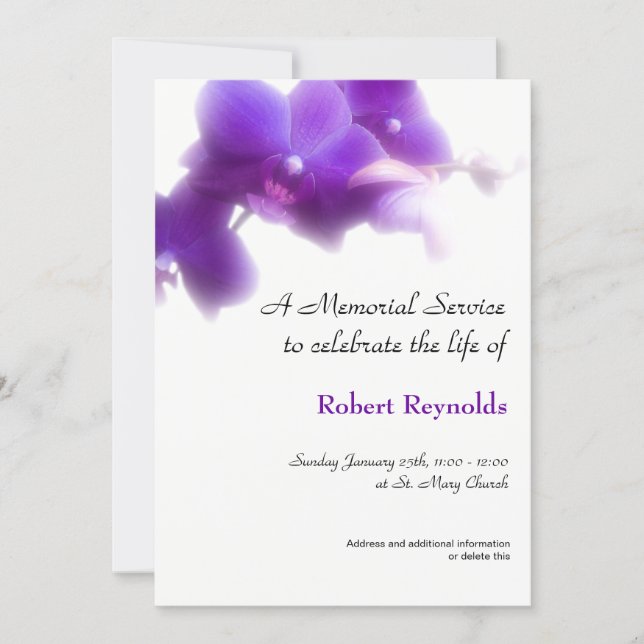 Simple and Elegant Floral Memorial Service Invitation (Front)