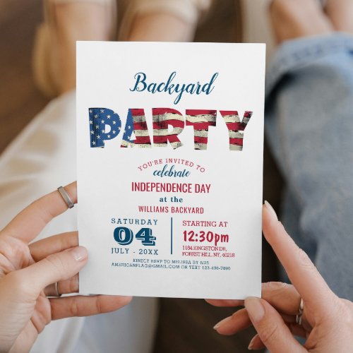 Simple And Elegant Fourth of July Backyard Party Invitation