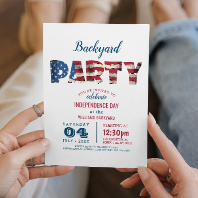 Simple And Elegant Fourth of July Backyard Party Invitation (Creator Uploaded)
