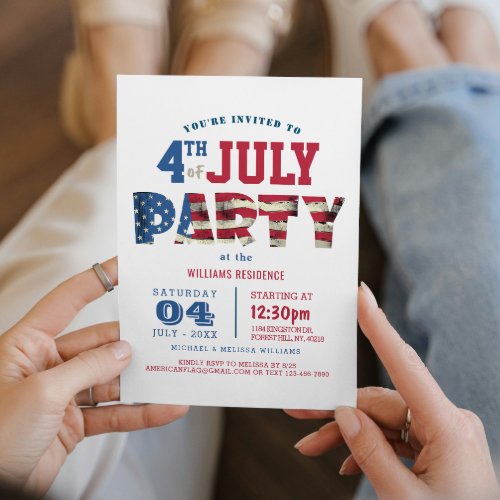 Simple and Elegant Fourth of July Party Invitation