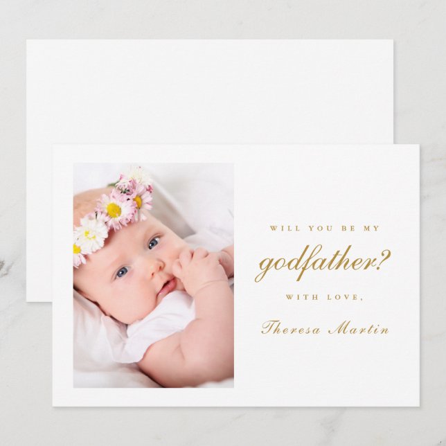 Simple and Elegant Godfather Proposal Photo Invitation (Front/Back)