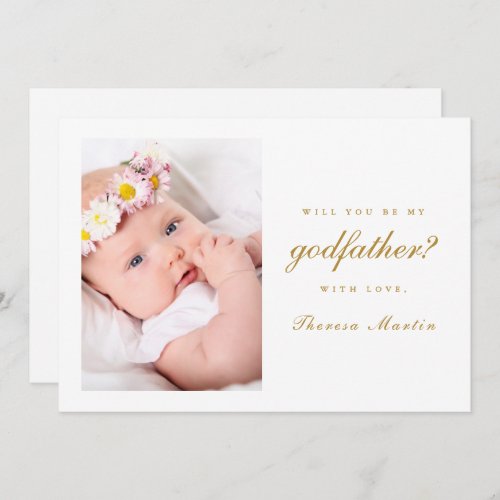 Simple and Elegant Godfather Proposal Photo Invitation