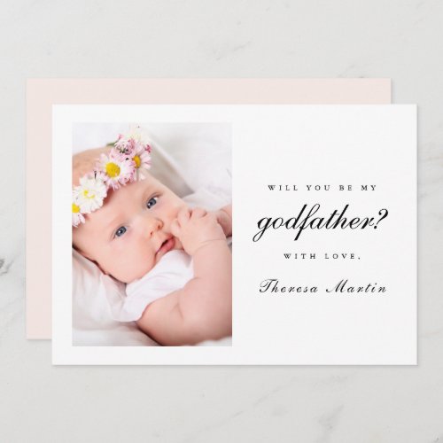 Simple and Elegant Godfather Proposal Photo Pink Invitation