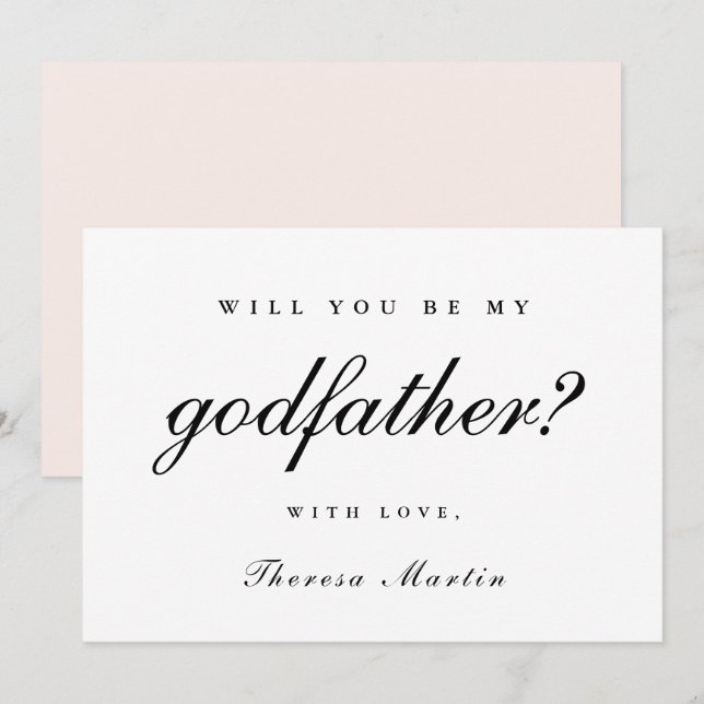 Simple and Elegant Godfather Proposal Pink Invitation (Front/Back)