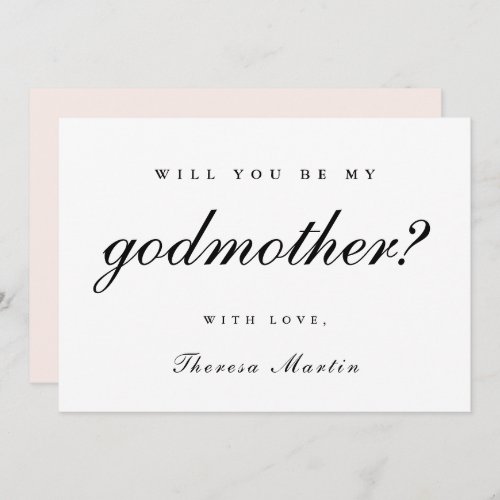 Simple and Elegant Godmother Proposal Pink Invitation