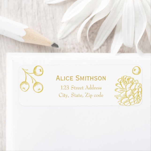 Simple and Elegant Golden Berries Seasonal Address Label (Insitu)