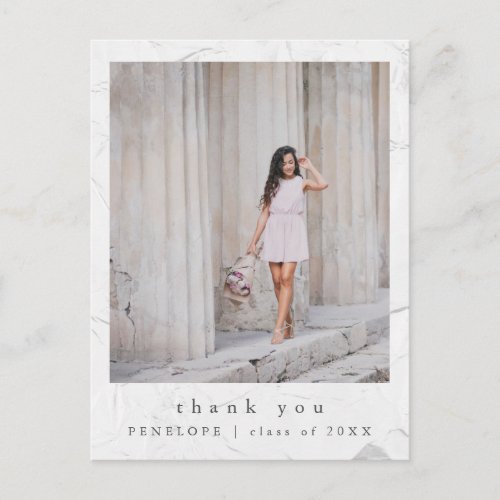 Simple and Elegant Graduation Photo Thank You Postcard