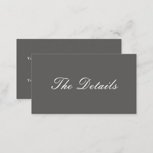 Simple and Elegant Gray Wedding Guest Details Enclosure Card