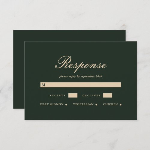 Simple and Elegant Green Wedding RSVP Card