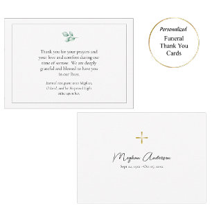 Simple and Elegant Greenery Orthodox Funeral       Thank You Card