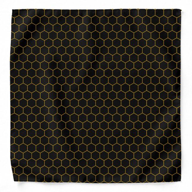 Simple and elegant honeycomb pattern black yellow bandana (Front)