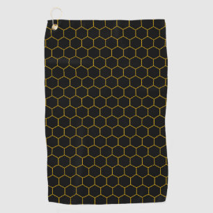 Simple and elegant honeycomb pattern black yellow golf towel