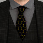 Simple And Elegant Honeycomb Pattern Yellow Black Neck Tie at Zazzle