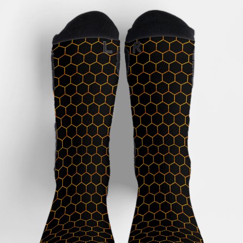  Simple and elegant honeycomb pattern yellow black Socks