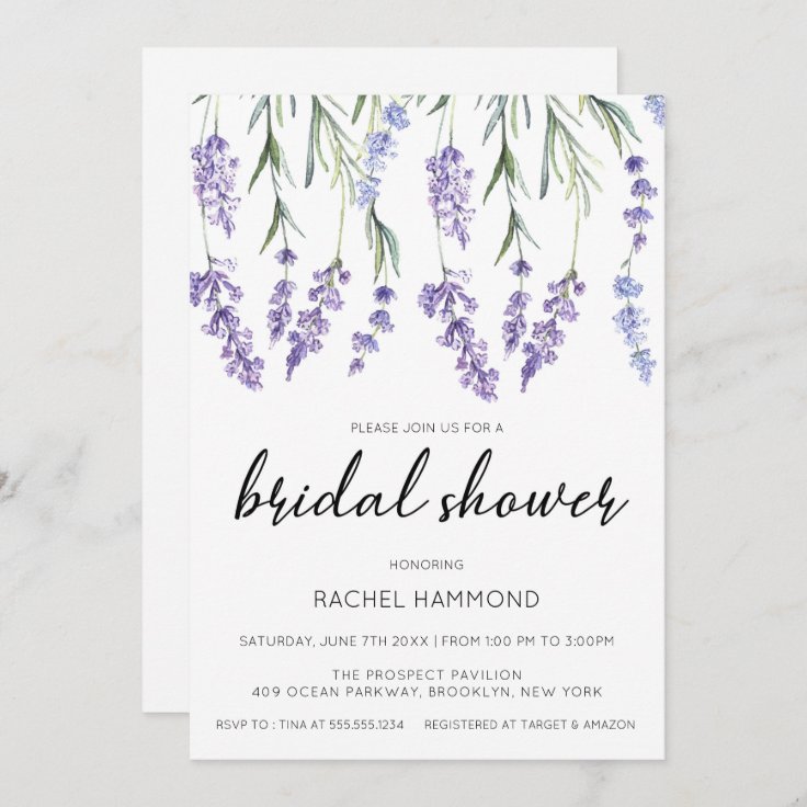 Simple and Elegant Lavender Bridal Shower Invitation Zazzle