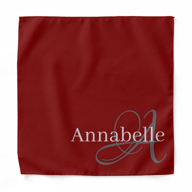 Simple and Elegant Monogram and Name Bandana (Front)