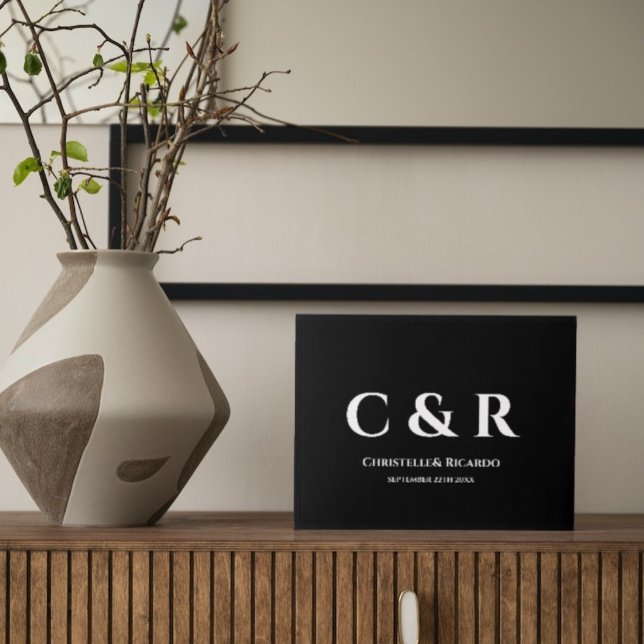 Simple and elegant monogram  black wedding guest book (Creator Uploaded)