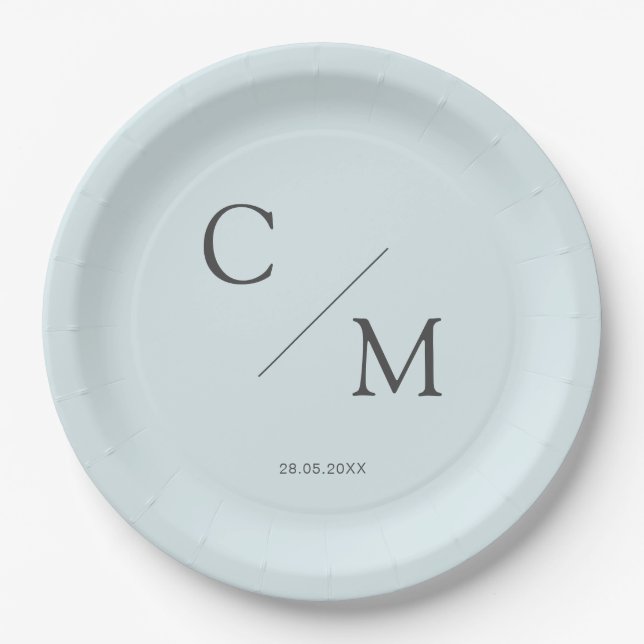 Simple and elegant monogram paper plates (Front)