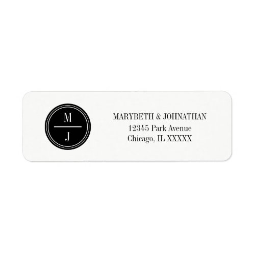 Simple and Elegant Monogram Wedding  Address Label