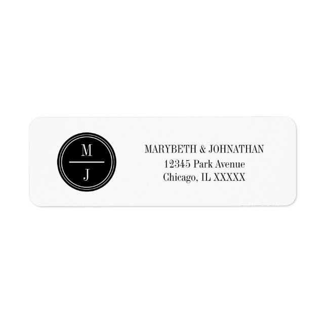 Simple and Elegant Monogram Wedding  Address Label (Front)
