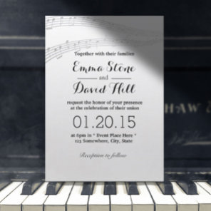 Simple and Elegant Music Notes Wedding Invitations