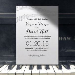 Simple and Elegant Music Notes Wedding Invitations