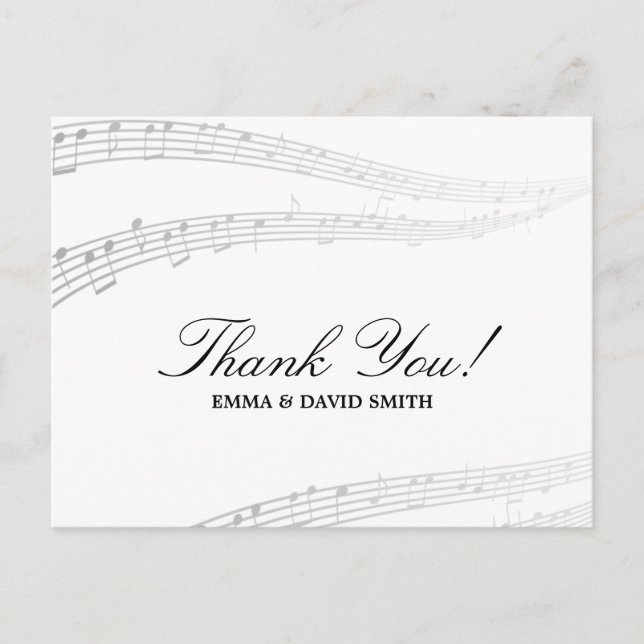 Simple and Elegant Musical Thank You Cards (Front)