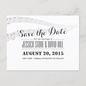 Simple And Elegant Musical Wedding Save The Date Announcement Postcard by myinvitation at Zazzle