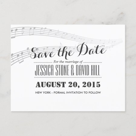 Simple And Elegant Musical Wedding Save The Date Announcement Postcard