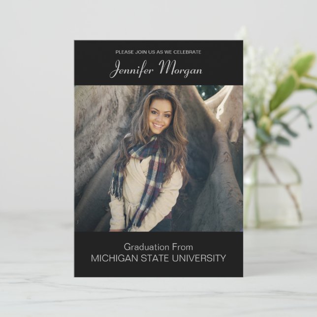 Simple and Elegant Photo Graduation Invitation (Standing Front)