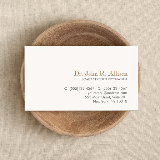 Customizable Simple and Elegant Professional Psychiatrist Business Card