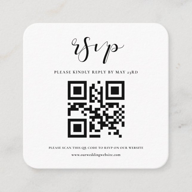 Simple and elegant QR code RSVP response Enclosure Card (Front)