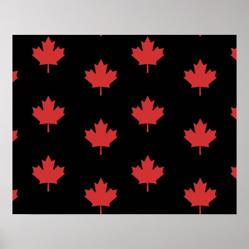 Simple and Elegant Red Maple Leaves Pattern  Poster