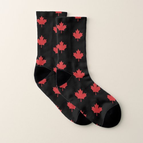 Simple and Elegant Red Maple Leaves Pattern  Socks