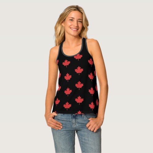 Simple and Elegant Red Maple Leaves Pattern  Tank Top