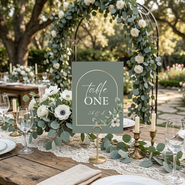 Simple and Elegant Sage Green Wedding Table Number (Creator Uploaded)