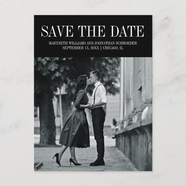 Simple and Elegant Save the Date Photo Postcard (Front)
