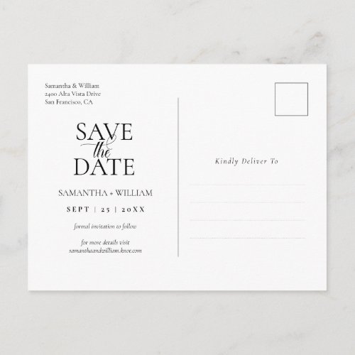 Simple and elegant Save the Date  Postcard