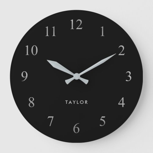 Simple and Elegant Silver and Black Large Clock
