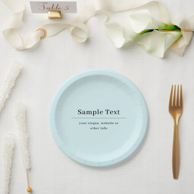Simple and Elegant Text Template | Light Blue Paper Plates (Wedding)