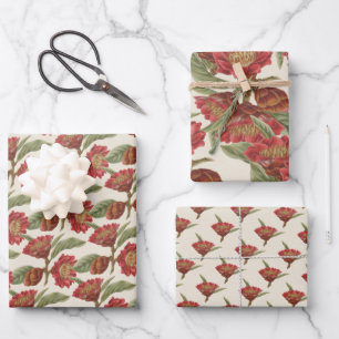 Simple and Elegant Vintage Holiday Floral Wrapping Paper Sheets